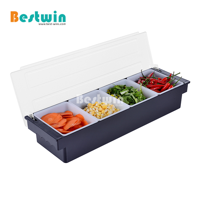 Bar 3/4/6 Compartment Hot Sale Fruit Plastic Condiment Containers box caddy